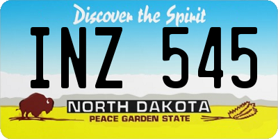 ND license plate INZ545