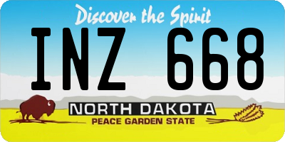 ND license plate INZ668