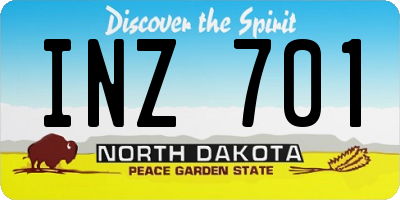 ND license plate INZ701