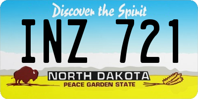 ND license plate INZ721