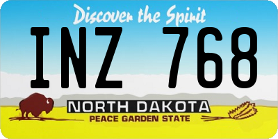 ND license plate INZ768