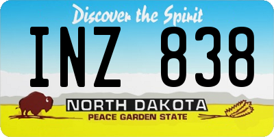 ND license plate INZ838