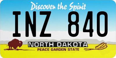 ND license plate INZ840