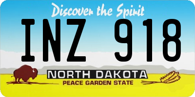 ND license plate INZ918