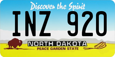 ND license plate INZ920