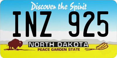 ND license plate INZ925