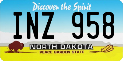 ND license plate INZ958