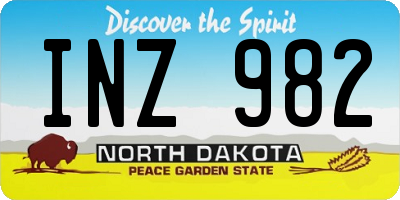 ND license plate INZ982