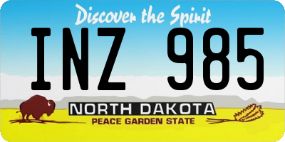 ND license plate INZ985