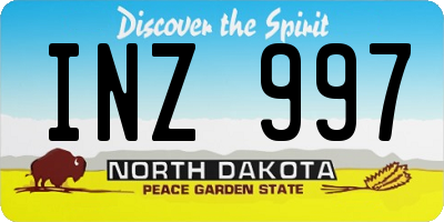ND license plate INZ997