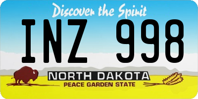 ND license plate INZ998