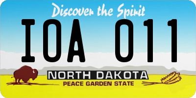 ND license plate IOA011