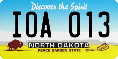 ND license plate IOA013
