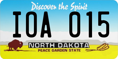 ND license plate IOA015