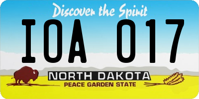 ND license plate IOA017