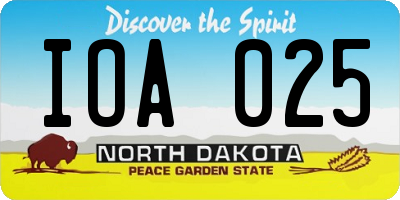 ND license plate IOA025