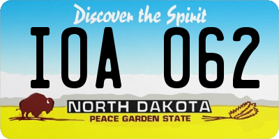 ND license plate IOA062