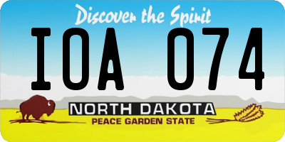 ND license plate IOA074