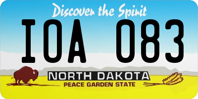 ND license plate IOA083