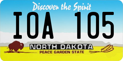 ND license plate IOA105