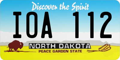 ND license plate IOA112
