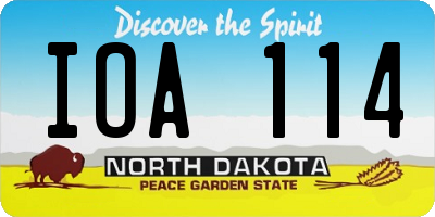 ND license plate IOA114