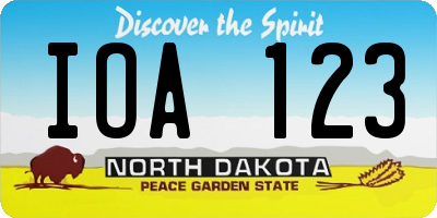 ND license plate IOA123