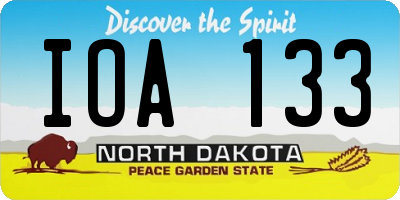 ND license plate IOA133