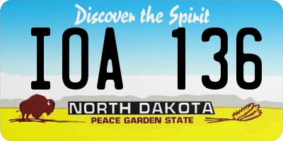 ND license plate IOA136