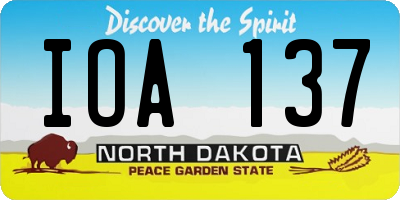 ND license plate IOA137
