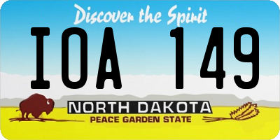 ND license plate IOA149