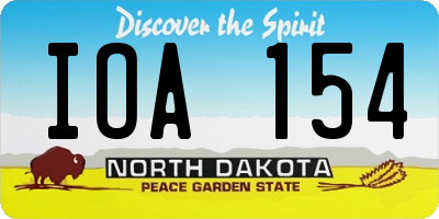 ND license plate IOA154