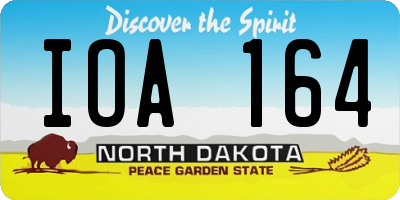 ND license plate IOA164