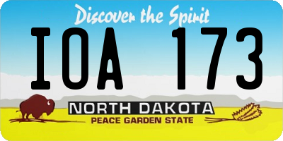 ND license plate IOA173
