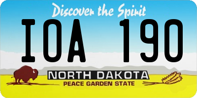 ND license plate IOA190