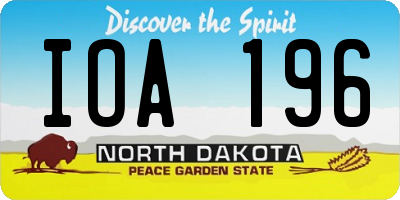 ND license plate IOA196