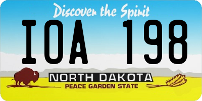 ND license plate IOA198