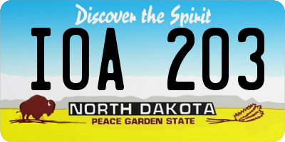 ND license plate IOA203