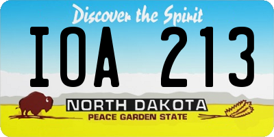 ND license plate IOA213