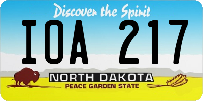 ND license plate IOA217