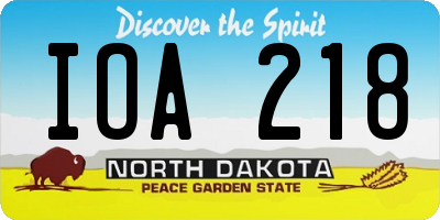 ND license plate IOA218