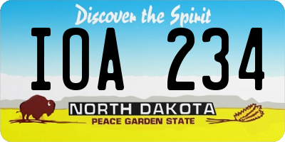 ND license plate IOA234
