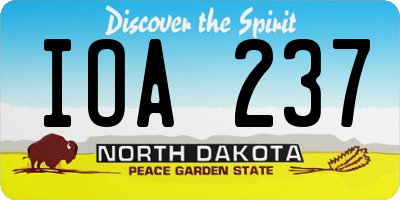 ND license plate IOA237