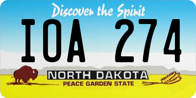 ND license plate IOA274