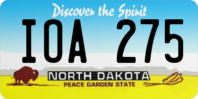 ND license plate IOA275