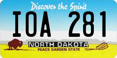 ND license plate IOA281