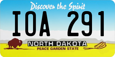 ND license plate IOA291