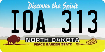 ND license plate IOA313