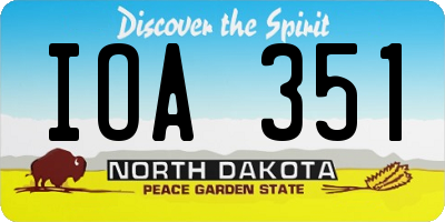 ND license plate IOA351