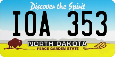 ND license plate IOA353